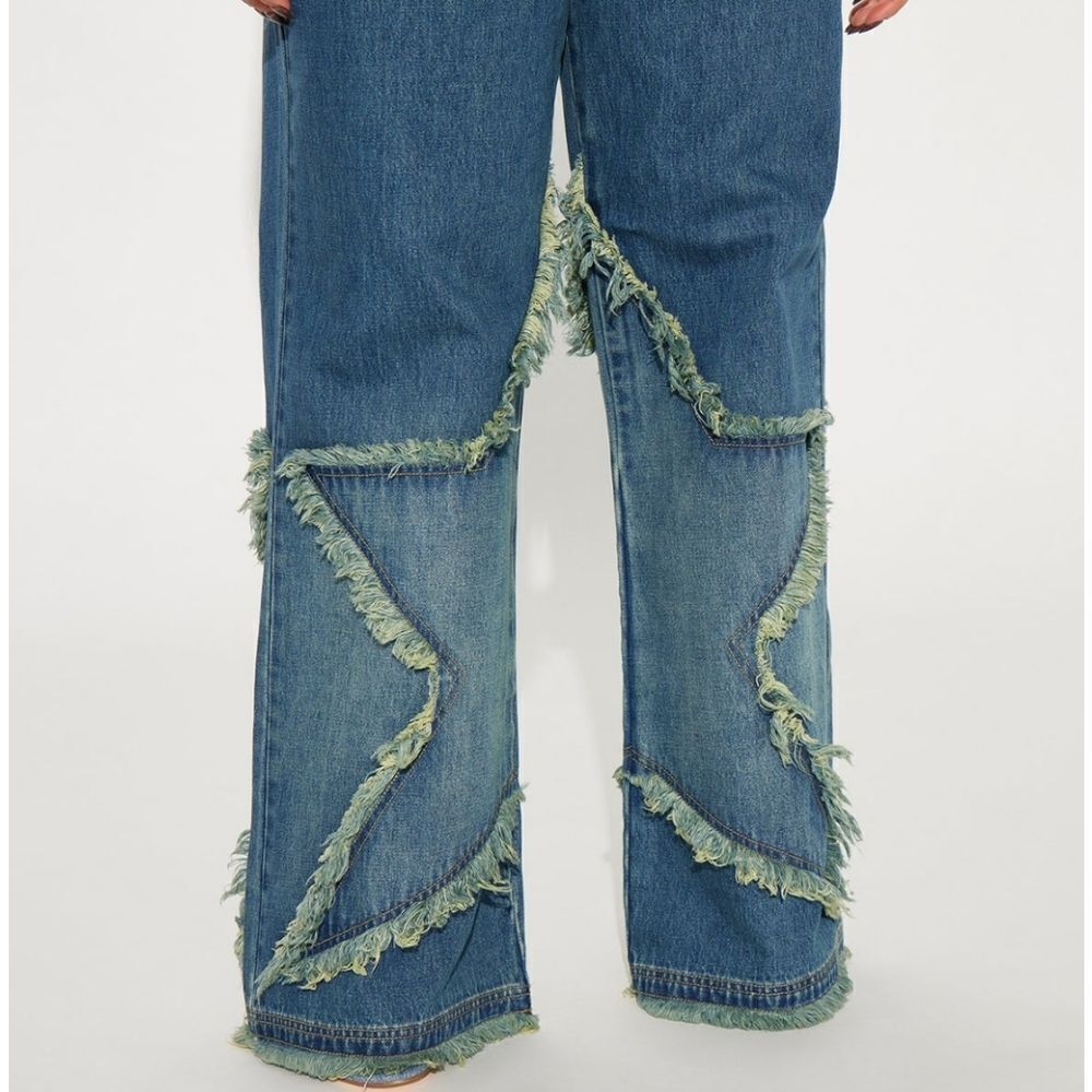 NWT Fashion Nova “Star of the Night” Baggy Jeans – Medium Wash 22 - Picture 5 of 15